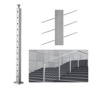 VEVOR Poteau de rampe d'escalier à câble, 106,7x5x5 cm, poteau de garde-corps trous inclinés 30°, 12 trous pré-percés, poteau de rail acier inoxydable, support horizontal incurvé, 1JZLGZ1067556VUN5V0