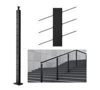 VEVOR Poteau de rampe d'escalier câble, 106,7x2,5x5 cm, poteau de garde-corps trous inclinés 30°, 12 trous pré-percés, poteau de rail acier inoxydable, support horizontal incurvé, 1JZLGZHS1067HNEKBV0