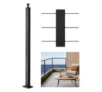 VEVOR Poteau Garde Corps, 106,7 x 2,5 x 5 cm, Poteau de Rampe d'Escalier à Câble, avec Trous Pré-percés, Support Horizontal et Incurvé, pour Main Courante, Balustrades, Noir, 1JZLGZXHS1063GGTD001V0