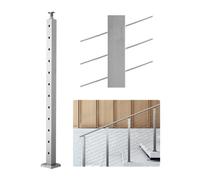 VEVOR Poteau Garde Corps, 106,7 x 5 x 5 cm, Poteau Rampe d'Escalier à Câble, avec Trous Pré-percés 30°, Support Horizontal et Incurvé, pour Main Courante, Balustrade, Argent, 1JZLGZXYS1062TLWC001V0
