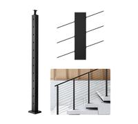 VEVOR Poteau Garde Corps, 1067x50,8x50,8 mm, Poteau Rampe d'Escalier à Câble, avec Trous Pré-percés 30°, Support Horizontal et Incurvé, pour Main Courante, Balustrades, Noir, 1JZLGZXHS106W3XAA001V0