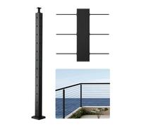 VEVOR Poteau Garde Corps, 1067x50,8x50,8 mm, Poteau Rampe d'Escalier à Câble avec Trous Pré-percés L, Inox, Support Horizontal et Incurvé, pour Main Courante, Balustrades, Noir, 1JZLGZXHS1065S1EW001V0