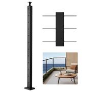 VEVOR Poteau Garde Corps, 1067x50,8x50,8 mm, Poteau Rampe d'Escalier à Câble, Trous Horizontaux Pré-percés, Support Horizontal et Incurvé, pour Main Courante, Balustrade, Noir, 1JZLGZXHS106AWJO6001V0