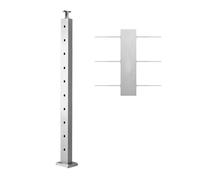 VEVOR Poteau Garde Corps, 91,4 x 2,5 x 5 cm, Poteau Rampe d'Escalier à Câble, Trous Horizontaux Pré-percés, Support Horizontal Incurvé, pour Main Courante, Balustrade, Argent, 1JZLGZXYS914I4BDB001V0