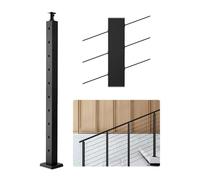 VEVOR Poteau Garde Corps, 914x50,8x50,8 mm, Poteau de Rampe d'Escalier à Câble, avec Trous Pré-percés 30°, Support Horizontal et Incurvé, pour Main Courante, Balustrades, Noir, 1JZLGZXHS914YIVIS001V0