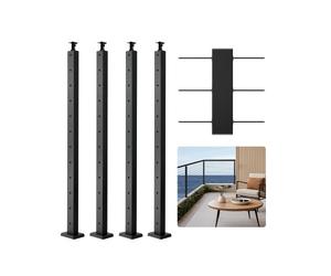 VEVOR Poteau Garde Corps, Lot de 4, Poteau Rampe d'Escalier à Câble 1067x25,4x50,8 mm Trou Horizontal Pré-percé Support Horizontal Incurvé, pour Main Courante, Balustrade, Noir, 4JZLGZXHS106REP67001V0