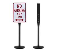 VEVOR Poteau sur Socle Support Panneau de Signalisation en Fonte, Ensemble de Poteau et de Base pour Panneau de Signalisation 123,5 cm de Long, Support Porte-Affiche pour Sécurité Routière, Noir