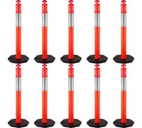 VEVOR Poteaux de délimitation flexibles orange, poteaux en plastique, 12 paquets, poteaux de signalisation en PE avec base en caoutchouc, hauteur 110 cm, poteaux en plastique renforcé avec bande réflé
