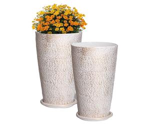 VEVOR Pots de fleurs, Lot de 2, Grand pot de plantes conique 530mm, Pot de plantes, Design élégant, Système de drainage efficace, Pour véranda, terrasse, extérieur, intérieur, Beige