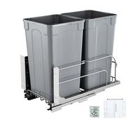 VEVOR Poubelle Coulissante sous Évier et sous Plan 2x24,85 L, Collecteur de Déchets avec Système Coulissant en Métal à Fermeture Douce, Système de Tri Sélectif Placard Meuble Bas, Cuisine, Gris