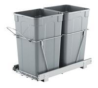 VEVOR Poubelle Coulissante sous Évier et sous Plan avec Grande Capacité de 2x24,85 L, Collecteur de Déchets de Cuisine avec Poignée, Système de Tri Sélectif pour Placard Meuble Bas, Restaurant, Gris