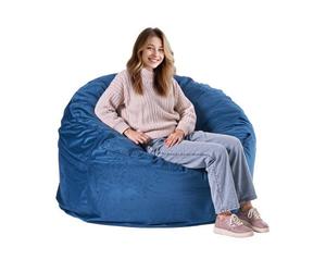 VEVOR Pouf Rond, Fauteuil Paresseux avec Housse Amovible et Lavable, Rembourrage de Mousse Haute Densité et Velours Hollandais, avec Poignée et Poche Latérale, pour Chambre, Salon, Salle de Jeux, Bleu