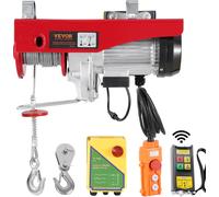 VEVOR Poulie électrique, 2200 lbs 230 V treuil électrique avec 328 ft sans fil et 14 ft télécommande filaire, 40 ft de hauteur de levage avec câble simple, élingues simples/doubles, palan