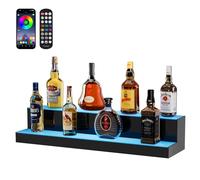 VEVOR Présentoir à Bouteilles Lumineux Éclairé par LED, Étagère à Vins 2 Niveaux 76,1 cm, Présentoir à Boisson Commercial, en Acrylique, avec Télécommande RF et Contrôle par Application, Bar Domicile