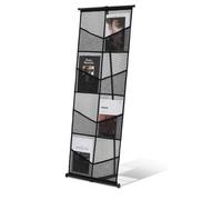 VEVOR Présentoir à Brochures sur Pied, Porte Brochure en Filet, 4 Nieaux et 8 Compartiments A4, pour Magazines, Catalogues, Revues, Journaux, Pliable et Portable avec Sac de Transport, pour Salons
