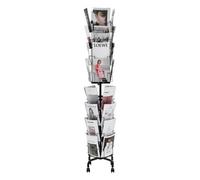 VEVOR Présentoir à Cartes Postales et de Vœux 32 Pochettes, Porte-brochures Rotatif à 360°, pour Foire Exposition Bureau Salon Magasin, Tourniquet à Carte sur Pied avec 4 Roulettes (2 Verrouillables)