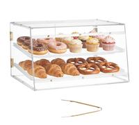 VEVOR Présentoir à Pâtisserie, Vitrine de Boulangerie Commerciale 2 Niveaux avec Portes Magnétiques, Boîte à Présentation en Acrylique Transparent pour Pain Beignets Croissants Gâteaux, 526x400x305 mm