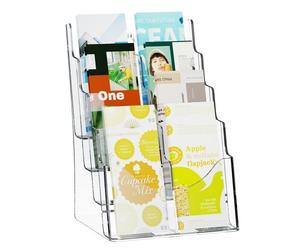 VEVOR Présentoir de Table en Acrylique Transparent, Porte-Brochures à 4 Niveaux, Porte-affiche de Comptoir et Montage Mural, pour Prospectus, Revues, Magasines, Exposition, Restaurant, Bureau