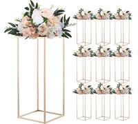 VEVOR Présentoir pour fleurs de mariage 250x250x600mm, 10 pcs. Tabouret à fleurs, présentoir à fleurs avec support métallique, tabouret rectangulaire doré pour plantes pour mariages, fêtes, anniversai