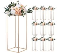VEVOR Présentoir pour fleurs de mariage 250x250x600mm, pack de 10 présentoirs pour fleurs, présentoir pour fleurs avec plateau en acrylique, présentoir rectangulaire doré pour plantes pour mariages, f
