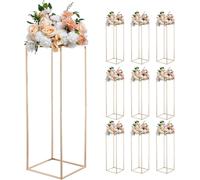 VEVOR Présentoir pour fleurs de mariage 280x280x800mm, 10 pcs. Tabouret à fleurs, présentoir à fleurs avec support métallique, tabouret rectangulaire doré pour plantes pour mariages, fêtes, anniversai