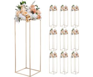 VEVOR Présentoir pour fleurs de mariage 280x280x800mm, 10 pcs. Tabouret à fleurs, présentoir à fleurs avec support métallique, tabouret rectangulaire doré pour plantes pour mariages, fêtes, anniversai