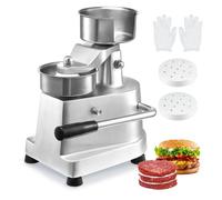 VEVOR Presse à Hamburger Commerciale 100 mm de Diamètre Machine à Burger Manuelle en Inox SUS304 Presse Steak Haché avec Poignée Ergonomique Papiers Gants pour Hamburgers Galettes Barbecue Pique-nique