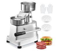 VEVOR Presse à Hamburger Commerciale 100 mm de Diamètre Machine à Burger Manuelle en Inox SUS304 Presse Steak Haché avec Poignée Ergonomique Papiers Gants pour Hamburgers Galettes Barbecue Pique-nique