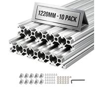 VEVOR Profilé Aluminium Extrudé 2020 10 PCS Profilé Alu Anodisé 1220 mm Rainure en T Standard Européen pour Châssis d'Imprimante 3D, Machine CNC, Mobilier, Établis, Bricolage, Haute Résistance, Argent
