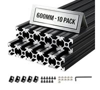 VEVOR Profilé Aluminium Extrudé 2020 10 PCS Profilé Alu Anodisé 600 mm Rainure en T Standard Européen pour Châssis d'Imprimante 3D, Machine CNC, Mobilier, Établis, Bricolage, Haute Résistance, Noir