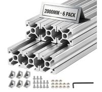 VEVOR Profilé Aluminium Extrudé 2020 6 PCS Profilé Alu Anodisé 2000 mm Rainure en T Standard Européen pour Châssis d'Imprimante 3D, Machine CNC, Mobilier, Établis, Bricolage, Haute Résistance, Argenté