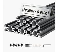 VEVOR Profilé Aluminium Extrudé 2040 5 PCS Profilé Alu Anodisé 2000 mm Rainure en V Standard Européen pour Châssis d'Imprimante 3D, Machine CNC, Mobilier, Établis, Bricolage, Haute Résistance, Noir