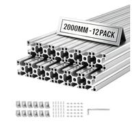 VEVOR Profilé Aluminium Extrudé 3030 12 PCS Profilé Alu Anodisé 2000 mm Rainure en T Standard Européen pour Châssis d'Imprimante 3D, Machine CNC, Mobilier, Établis, Bricolage, Haute Résistance, Argent