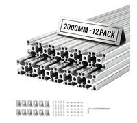 VEVOR Profilé Aluminium Extrudé 3030 12 PCS Profilé Alu Anodisé 2000 mm Rainure en T Standard Européen pour Châssis d'Imprimante 3D, Machine CNC, Mobilier, Établis, Bricolage, Haute Résistance, Argent