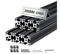 VEVOR Profilé Aluminium Extrudé 3030 6 PCS Profilé Alu Anodisé 2000 mm Rainure en T Standard Européen pour Châssis d'Imprimante 3D, Machine CNC, Mobilier, Établis, Bricolage, Haute Résistance, Noir