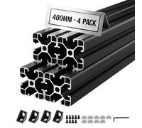 VEVOR Profilé Aluminium Extrudé 4040 4 PCS Profilé Alu Anodisé 400 mm Rainure en T Standard Européen pour Châssis d'Imprimante 3D, Machine CNC, Mobilier, Établis, Bricolage, Haute Résistance, Noir