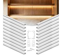 VEVOR Profilé Aluminium LED en U 2 m Lot de 20 Canal LED pour Ruban Lumineux Éclairage sous Meuble Cuisine, avec Diffuseur en PC Blanc Laiteux, Clips de Fixation et Embouts, Aluminium Anodisé Argent