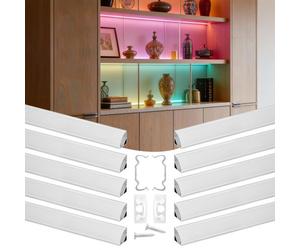 VEVOR Profilé Aluminium LED en V 2 m Lot de 10 Canal LED pour Ruban Lumineux Éclairage sous Meuble Cuisine, avec Diffuseur en PC Blanc Laiteux, Embouts et Clips de Fixation, Aluminium Anodisé Argent
