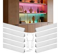 VEVOR Profilé LED, lot de 10, 2 m, profilé en aluminium anodisé avec cache opaque, embouts et clips de fixation, canaux, diffuseur pour bandes LED, idéal pour les plans de travail sous-jacents, forme
