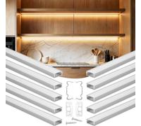 VEVOR Profilé LED, lot de 10, 2 m, profilés en aluminium anodisé avec cache opaque, embouts et clips de fixation, canaux, diffuseur pour bandes LED, idéal pour les plans de travail sous paillasse, for