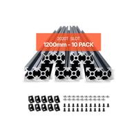 VEVOR Profilés d'Extrusion en Aluminium 2020, Lot de 10, Rail Linéaire Anodisé Norme Européen Rainure en T 1200 mm, Haute Résistance, pour Imprimante 3D, Machine Bricolage CNC, Gravure au Laser, Noir