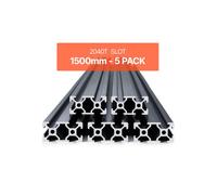 VEVOR Profilés d'Extrusion en Aluminium 2040, Lot de 5, Rail Linéaire Anodisé Norme Européen Rainure en T 1500 mm, Haute Résistance, pour Imprimante 3D, Machine Bricolage CNC, Gravure au Laser, Noir