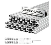 VEVOR Profilés en aluminium 3030, 12 pièces, 2 mètres, profilés en aluminium anodisé avec rainure en T, conformes aux normes européennes, profilé extrudé haute résistance, rail en aluminium pour pièce