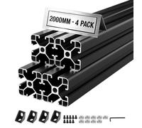 VEVOR Profilé Aluminium Extrudé 4040 4 PCS Profilé Alu Anodisé 2000 mm Rainure en T Standard Européen pour Châssis d'Imprimante 3D, Machine CNC, Mobilier, Établis, Bricolage, Haute Résistance, Noir