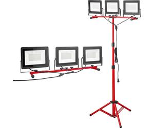 VEVOR Projecteur de chantier LED avec trépied, 15000 lumens, 6000-6500K Lampe de travail à trois têtes, interrupteur individuel, et 3,3 m de câble d'alimentation, pour les chantiers en intérieur et en