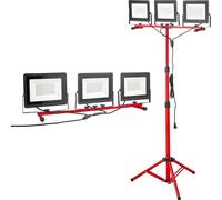 VEVOR Projecteur de chantier LED avec trépied, 21000 lumens, 6000-6500K Lampe de travail à trois têtes, interrupteur individuel, et 3,3 m de câble d'alimentation, pour les chantiers en intérieur et en