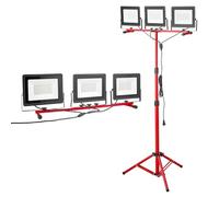 VEVOR Projecteur de chantier LED avec trépied, 21000 lumens, 6000-6500K Lampe de travail à trois têtes, interrupteur individuel, et 3,3 m de câble d'alimentation, pour les chantiers en intérieur et en