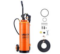 VEVOR Pulvérisateur Acier Inoxydable 17 L Pulvérisateur Industriel sur Chariot Amovible pour Béton, Chantier de Construction, Jardin, avec Poignée, Tuyau 1,2 m et 3 m, Épaisseur du Réservoir 0,6 mm