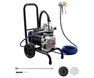 VEVOR Pulvérisateur de Peinture sans Air à Membrane, Système de Pulvérisation de Peinture Airless 1100 W, pour Décor Intérieure Extérieure, Haute Pression 15,17 MPa, avec Chariot, Rallonge et Brosse