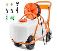 VEVOR Pulvérisateur de pelouse sur roue, pression réglable 0 à 90 PSI, pulvérisateur avec réservoir 60 L, avec 8 buses, 2 baguettes, couvercle à large ouverture pour jardin, désherbage, pulvérisation